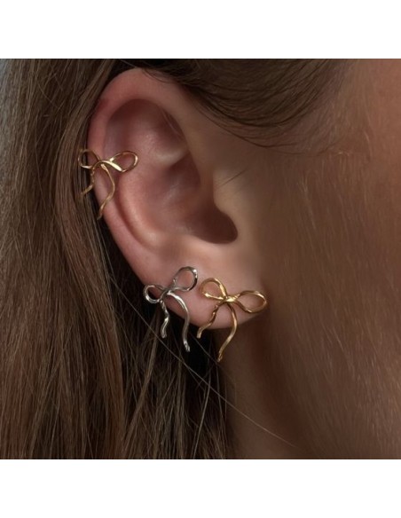 STINE A | FLOW BOW EARRING SILVER - SINGLE