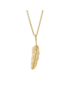 HEIRING | FJER VEDHÆNG LILLE FORGYLDT MED BRILLANT