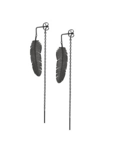 HEIRING | FJER MELLEM ØRERING MED KÆDE OXIDERET