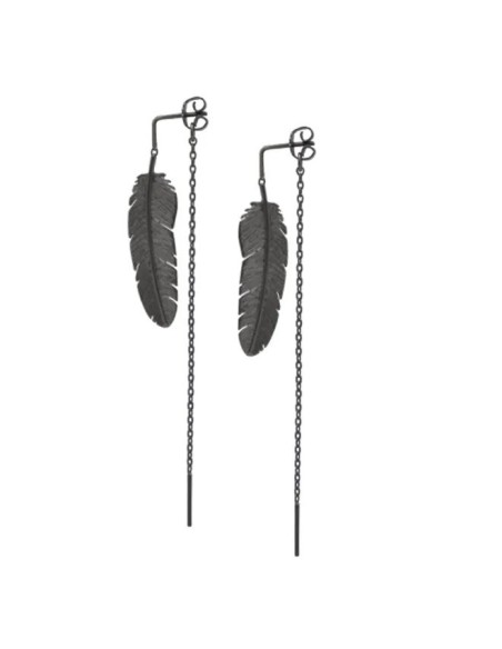 HEIRING | FJER MELLEM ØRERING MED KÆDE OXIDERET