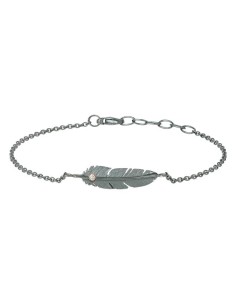 HEIRING | ARMBÅND MED LILLE FJER OG BRILLANT OXIDERET