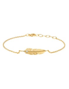 HEIRING | ARMBÅND MED LILLE FJER OG BRILLANT FORGYLDT