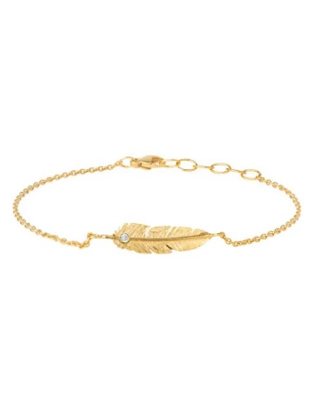 HEIRING | ARMBÅND MED LILLE FJER OG BRILLANT FORGYLDT