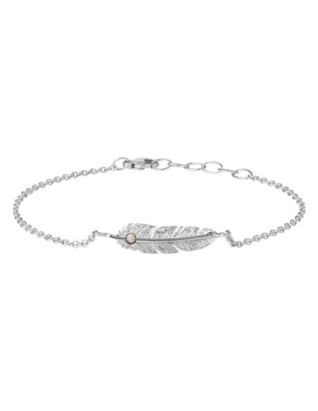 HEIRING | ARMBÅND MED LILLE FJER OG BRILLANT RHODINERET