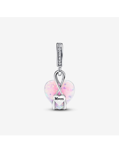 Mum Opaliserende Hjertecharm med vedhæng 2