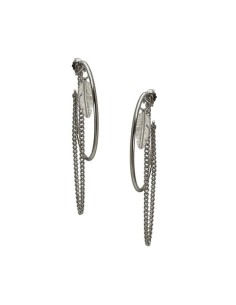 HEIRING | CREOL 25MM MED FJER OG KÆDER OXIDERET