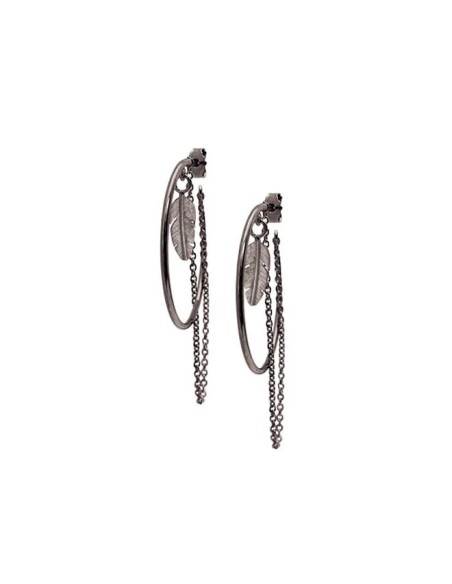 HEIRING | CREOL 25MM MED FJER OG KÆDER OXIDERET HEIRING | CREOL 25MM MED FJER OG KÆDER OXIDERET