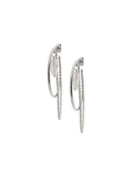 HEIRING | CREOL  33MM MED FJER OG KÆDER RHODINERET HEIRING | CREOL  33MM MED FJER OG KÆDER RHODINERET