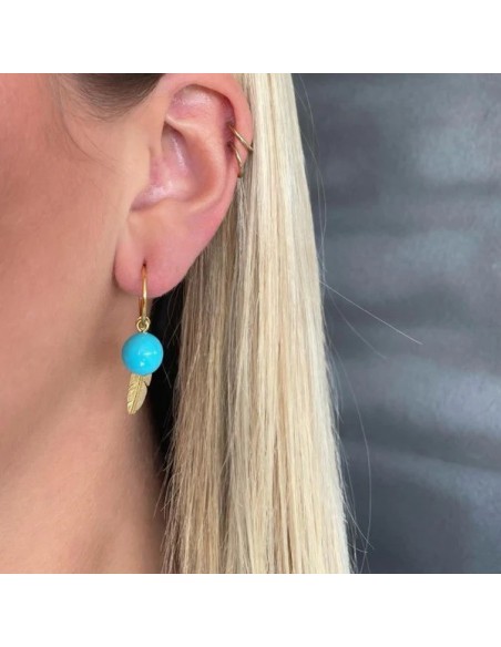 HEIRING | CREOL MED TURKIS OG FJER FORGYLDT HEIRING | CREOL MED TURKIS OG FJER FORGYLDT