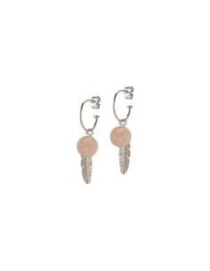 HEIRING | CREOL MED PEACH MÅNESTEN OG FJER RHODINERET