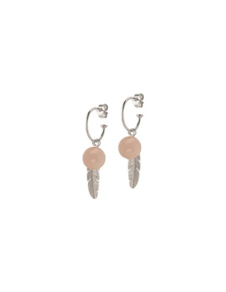 HEIRING | CREOL MED PEACH MÅNESTEN OG FJER RHODINERET HEIRING | CREOL MED PEACH MÅNESTEN OG FJER RHODINERET