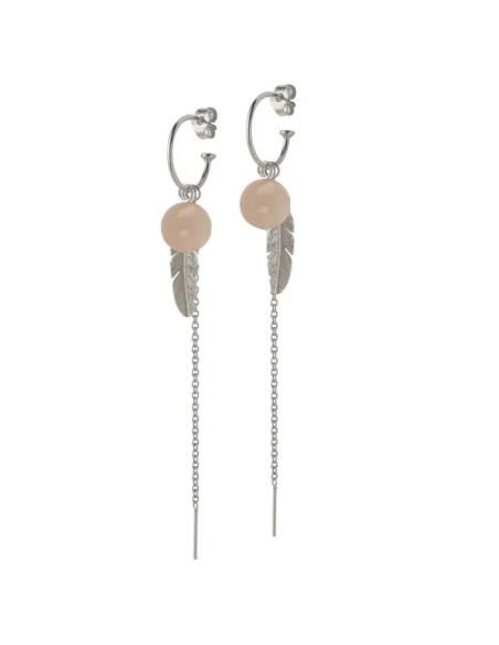 HEIRING | CREOL MED PEACH MÅNESTEN, FJER OG KÆDE RHODINERET HEIRING | CREOL MED PEACH MÅNESTEN, FJER OG KÆDE RHODINERET