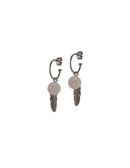 HEIRING | CREOL MED GRÅ MÅNESTEN OG FJER OXIDERET HEIRING | CREOL MED GRÅ MÅNESTEN OG FJER OXIDERET