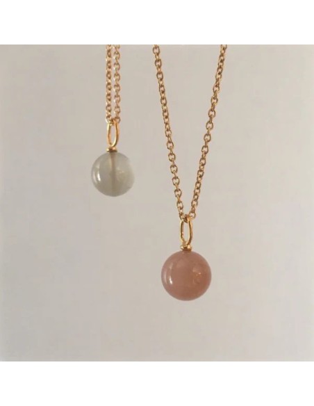 HEIRING | GRÅ MÅNESTEN VEDHÆNG FORGYLDT