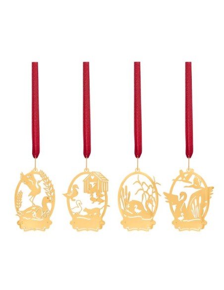 H.C. ANDERSEN JULEPYNT - 4 stk. ophæng - Den grimme ælling - 18k fg