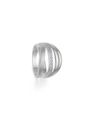 Randers Sølv | Bred ring Mat/blank sølv med zirkoner