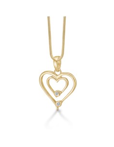 Randers Sølv | Forgyldt halskæde med dobbelt hjerte