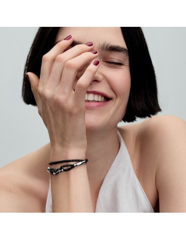 PANDORA | Moments Brunt Dobbelt Flettet Læderarmbånd – Elegant