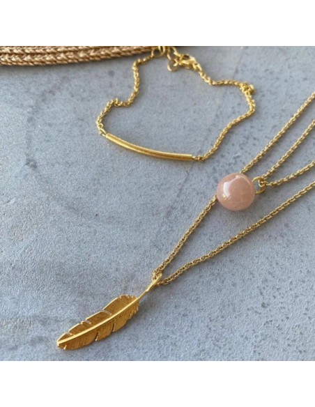 HEIRING | PEACH MÅNESTEN VEDHÆNG FORGYLDT HEIRING | PEACH MÅNESTEN VEDHÆNG FORGYLDT