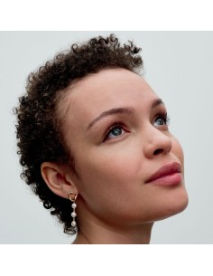 Pandora | Drop-øreringe med organisk formede cirkler og barok-behandlede ferskvandskulturperler 2