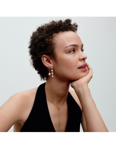 Pandora | Drop-øreringe med organisk formede cirkler og barok-behandlede ferskvandskulturperler