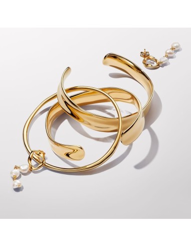 Pandora | Drop-øreringe med organisk formede cirkler og barok-behandlede ferskvandskulturperler