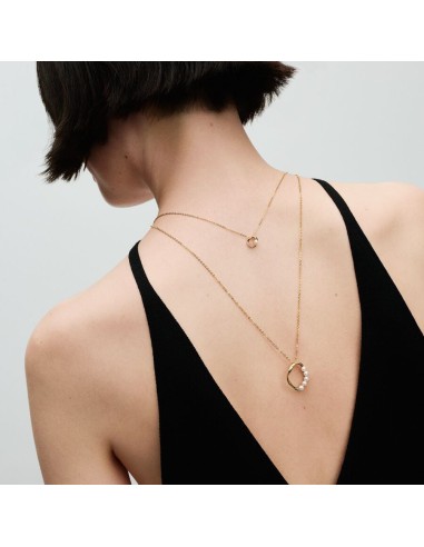 Pandora | Organisk formet Pavé cirkel collier-halskæde og behandlet ferskvandskulturperle