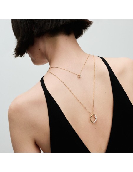 Pandora | Organisk formet Pavé cirkel collier-halskæde og behandlet ferskvandskulturperle Pandora | Organisk formet Pavé cirkel collier-halskæde og behandlet ferskvandskulturperle