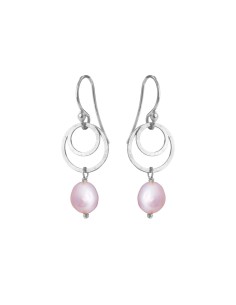 SUSANNE FRIIS BJØRNER | Ørebøjle sølv med cirkler og lyslilla ferskvandsperle