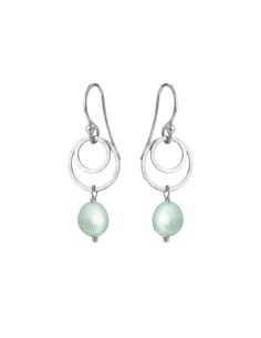 SUSANNE FRIIS BJØRNER | Ørebøjle sølv med cirkler og lys mintgrønne ferskvandsperler