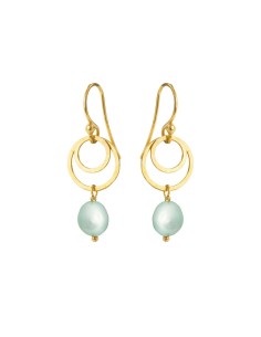 SUSANNE FRIIS BJØRNER | Ørebøjle sølv forgyldt med cirkler og lys mintgrønne ferskvandsperler