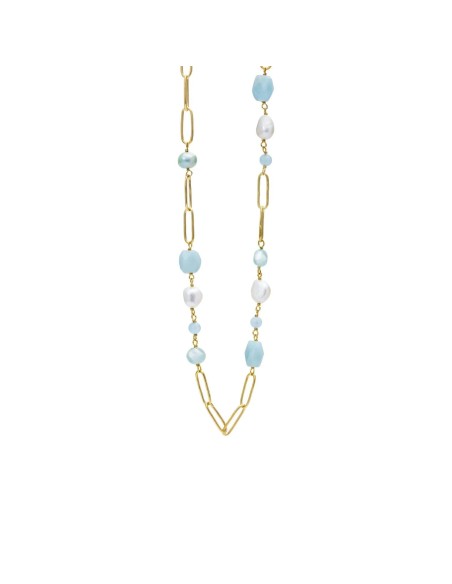 SUSANNE FRIIS BJØRNER | Halskæde forgyldt med akvamarin, amazonit, ferskvandsperler SUSANNE FRIIS BJØRNER | Halskæde forgyldt med akvamarin, amazonit, ferskvandsperler