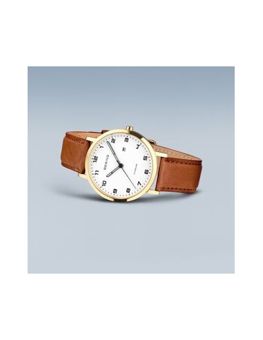 BERING | Unisex Titanium ur med brun læderrem