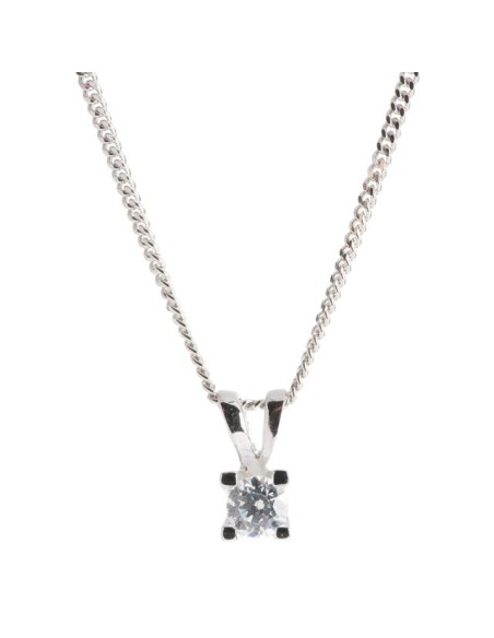 Siersbøl | Rhodineret sølvvedhæng m. cz incl kæde