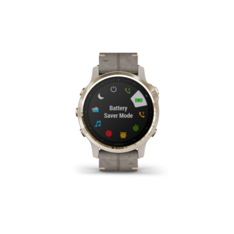 Fenix 6S Pro og Sapphire Lys guldtone med shale-grå læderrem