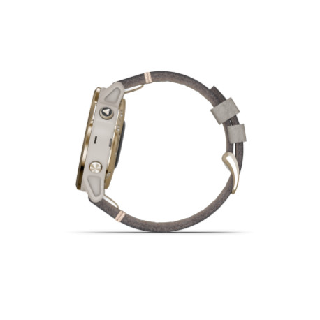 Fenix 6S Pro og Sapphire Lys guldtone med shale-grå læderrem