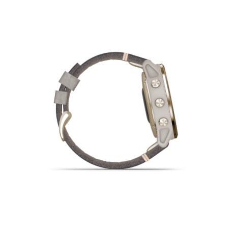 Fenix 6S Pro og Sapphire Lys guldtone med shale-grå læderrem