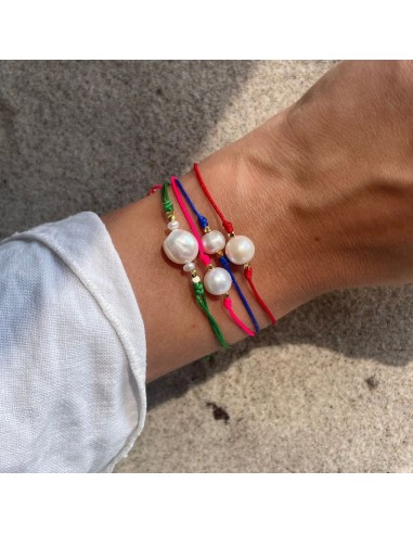 STINE A | BIG PEARL BERRIE BRACELET - RED RIBBON