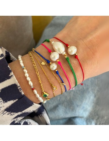 STINE A | BIG PEARL BERRIE BRACELET - RED RIBBON