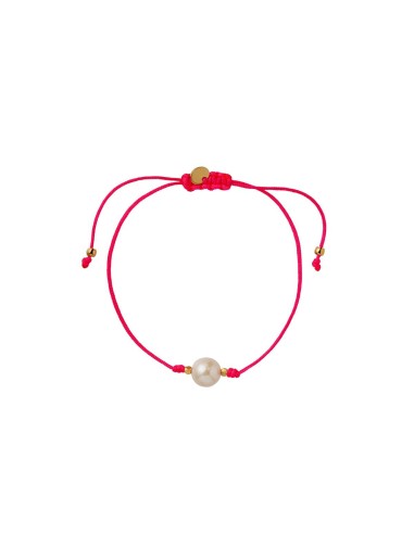 STINE A | BIG PEARL BERRIE BRACELET - NEON PINK RIBBON