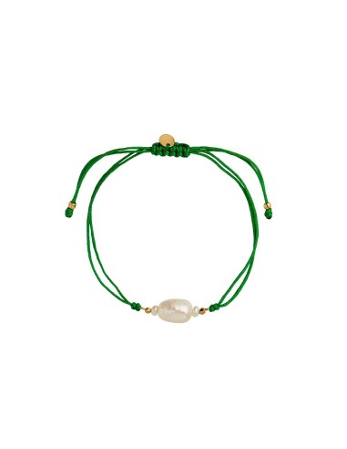 STINE A | BAROQUE PEARL BERRIE BRACELET - GRASS GREEN RIBBON