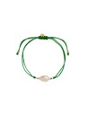 STINE A | BAROQUE PEARL BERRIE BRACELET - GRASS GREEN RIBBON