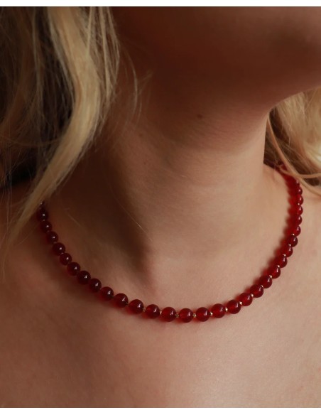 SOÏ | Rød Jade | Krystal halskæde