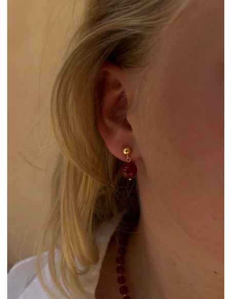 SOÏ | Nora Rød Jade | Krystal øreringe