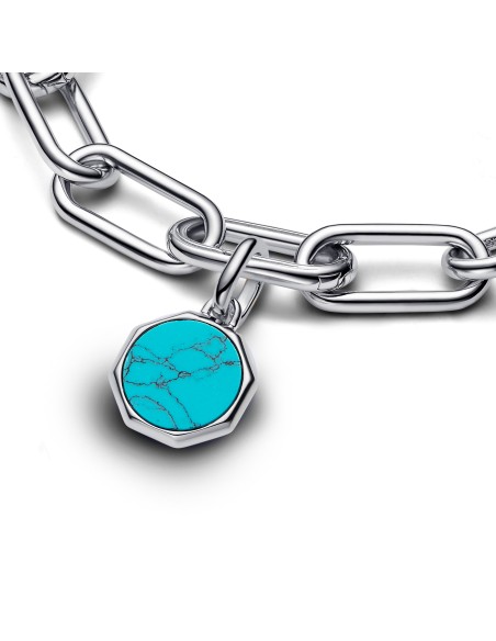 PANDORA | Turkis Minicharm med indgraverbar medaljon PANDORA | Turkis Minicharm med indgraverbar medaljon