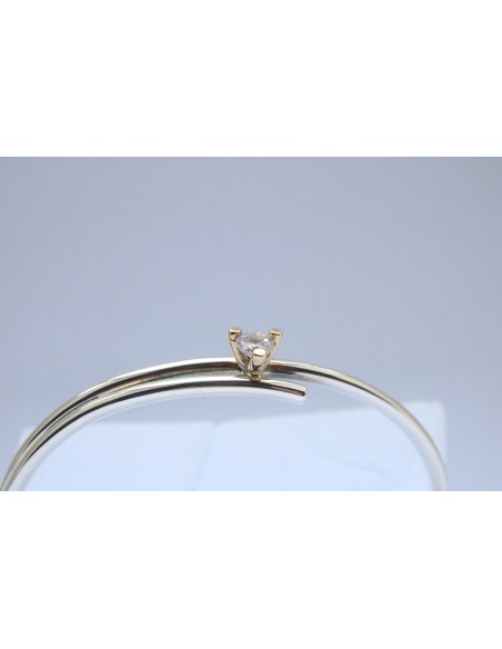 Randers Sølv | Sølv Armring m. Zirkonia Og Guldfatning| Randers Sølv | Sølv Armring m. Zirkonia Og Guldfatning|