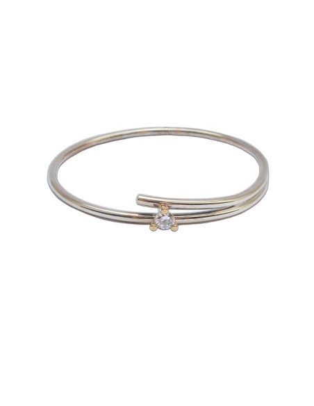 Randers Sølv | Sølv Armring m. Zirkonia Og Guldfatning| Randers Sølv | Sølv Armring m. Zirkonia Og Guldfatning|