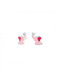 NOA KIDS JEWELLERY - RHD. SØLV ØRESTIKKER ELEFANT M/EMALJE OG PINK CZ