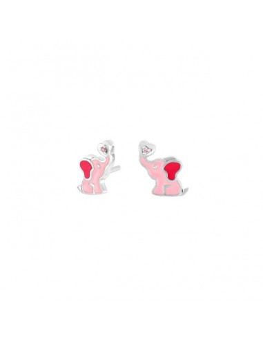 NOA KIDS JEWELLERY - RHD. SØLV ØRESTIKKER ELEFANT M/EMALJE OG PINK CZ