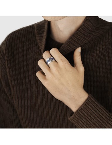 GEORG JENSEN | FUSION CENTERRING I HVIDGULD MED BLÅ SAFIR